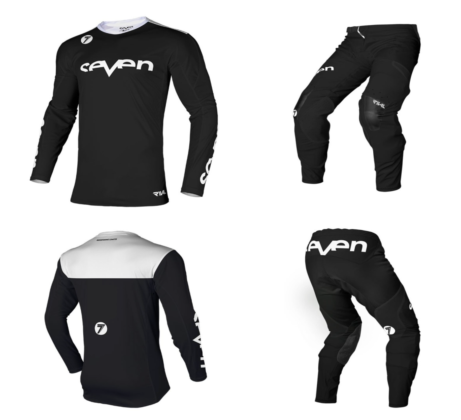 Seven MX 23.1 Rival Staple Motocross Kit (Black, UK Sizes - Jersey