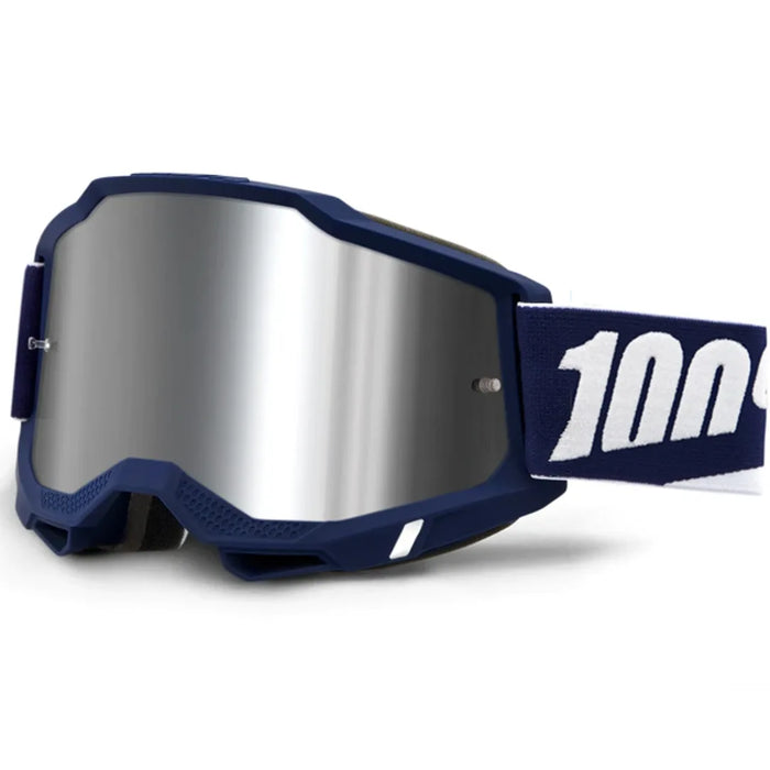 100% ACCURI 2 MX Goggles in Mifflin Blue (Mirror Silver Flash Lens)