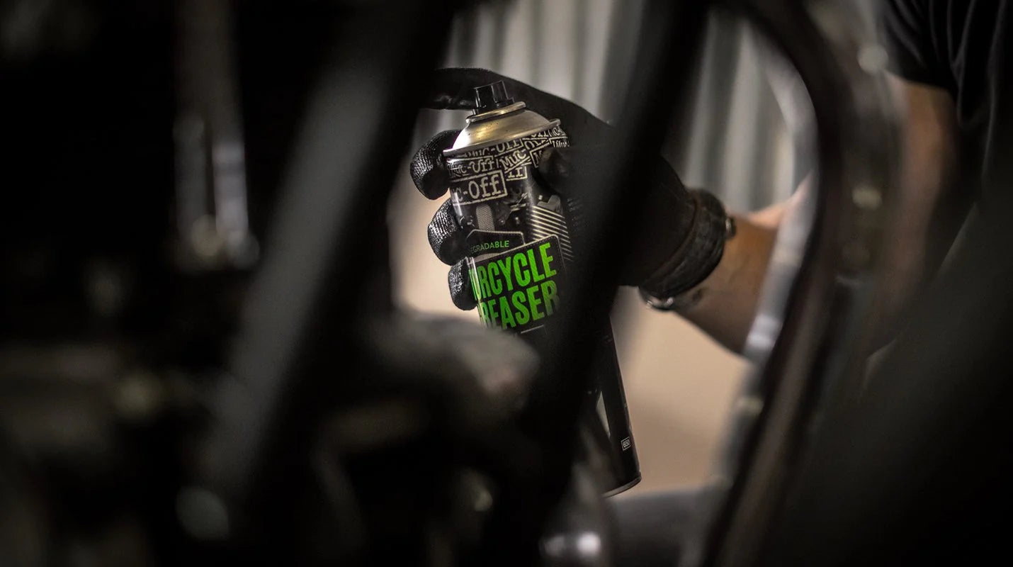 Muc-Off Motorcycle Degreaser being used