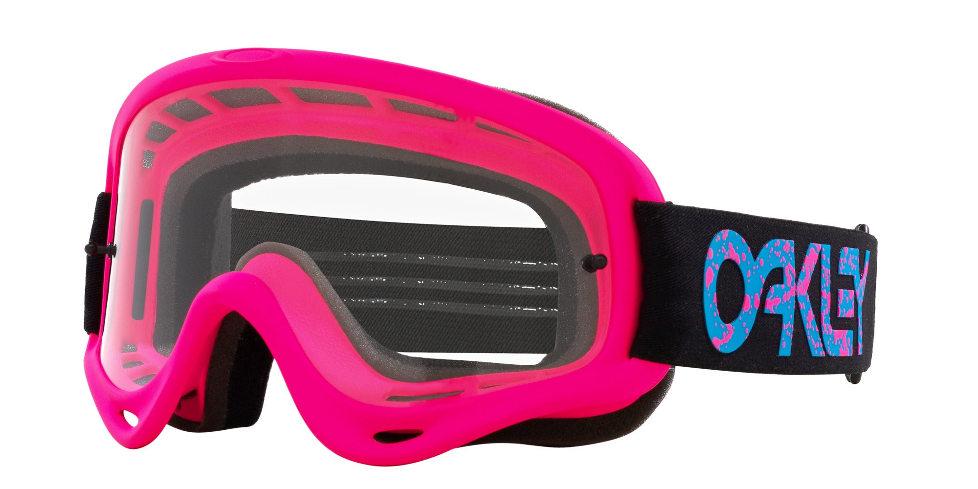 Oakley O-Frame MX Goggles (Clear Lenses,  Pink Splatter Strap)