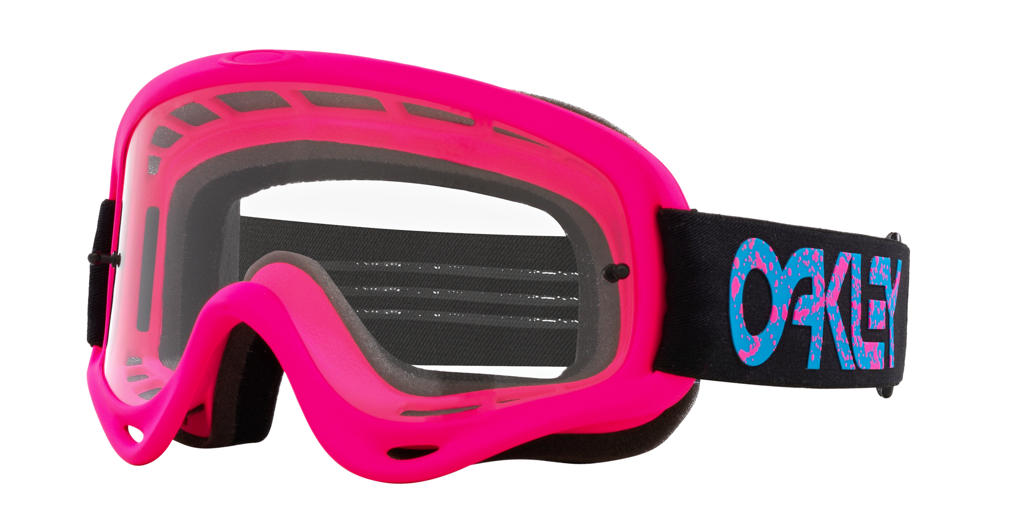 Oakley O-Frame MX Goggles (Clear Lenses,  Pink Splatter Strap)