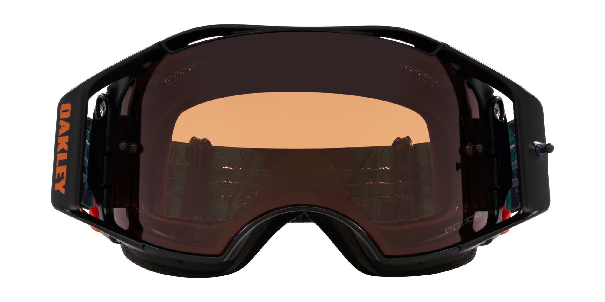 Oakley Airbrake® MTB Goggles (Prizm Mx Bronze Lenses,  Viridian Striped Strap)