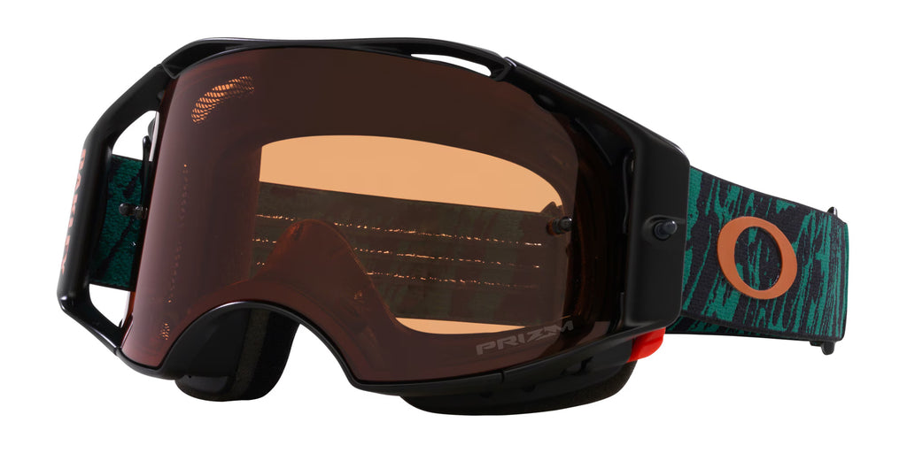 Oakley Airbrake® MTB Goggles (Prizm Mx Bronze Lenses,  Viridian Striped Strap)