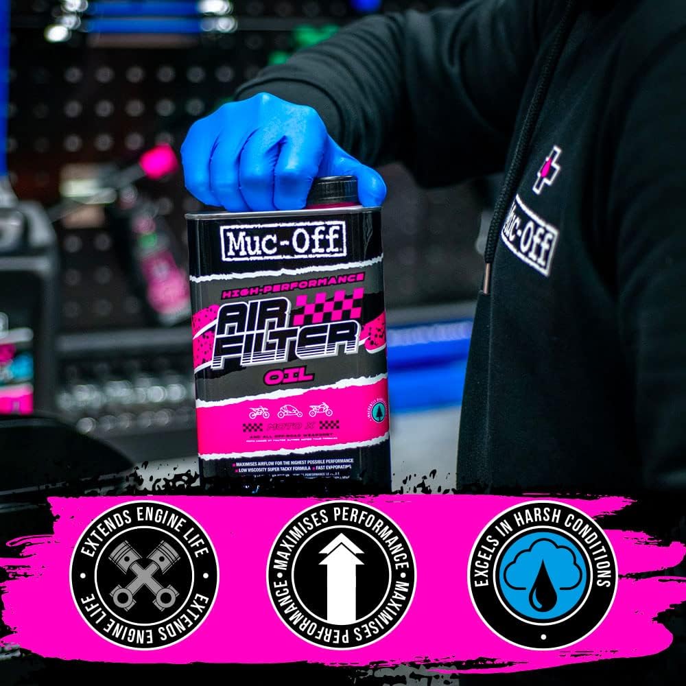 Muc-Off Air Filter Oil, 1 Litre - Advanced Motorcycle Oil for Foam Air Filters