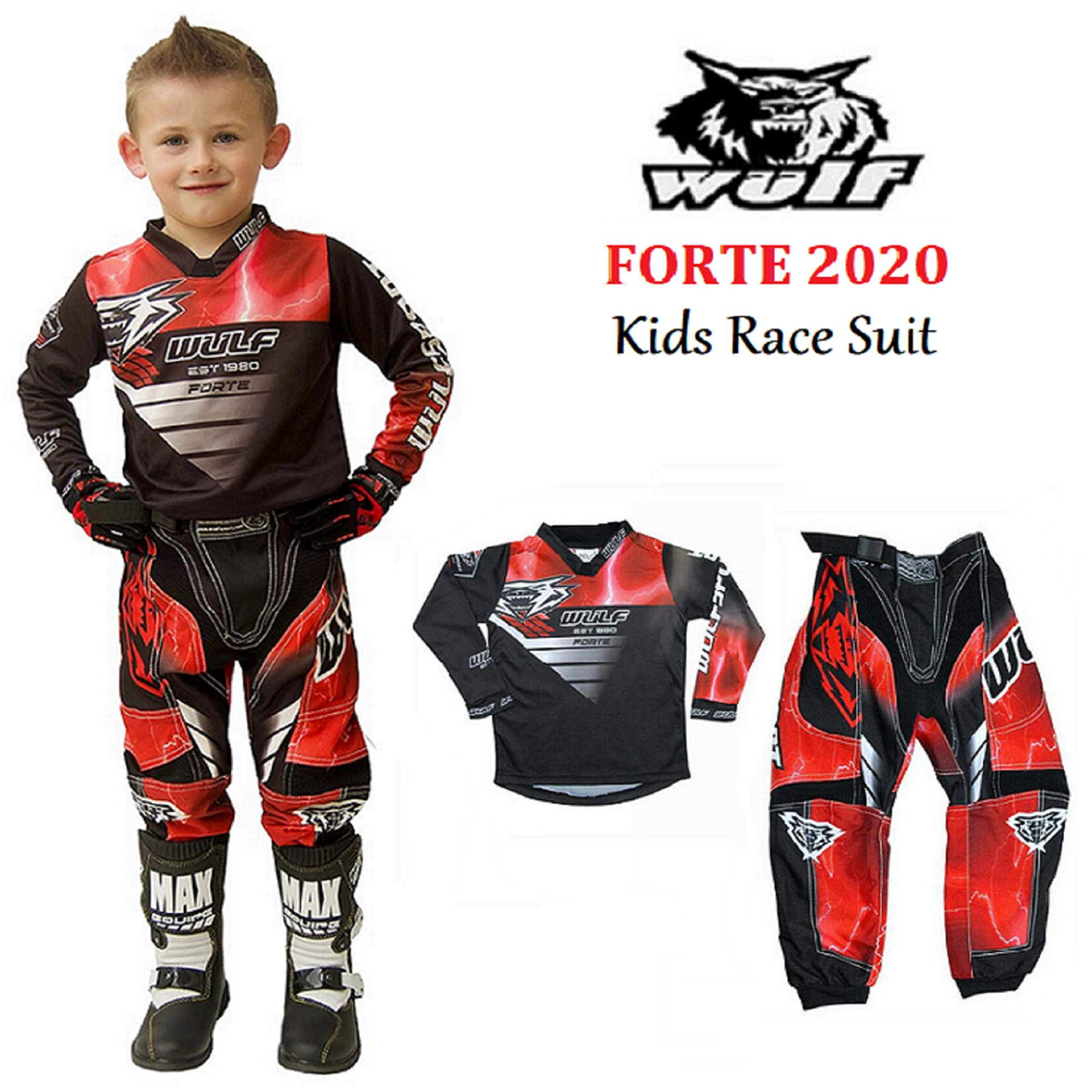 Wulfsport Forte Kids Trials Kit (Black/Red, Ages: 11-13 Years)
