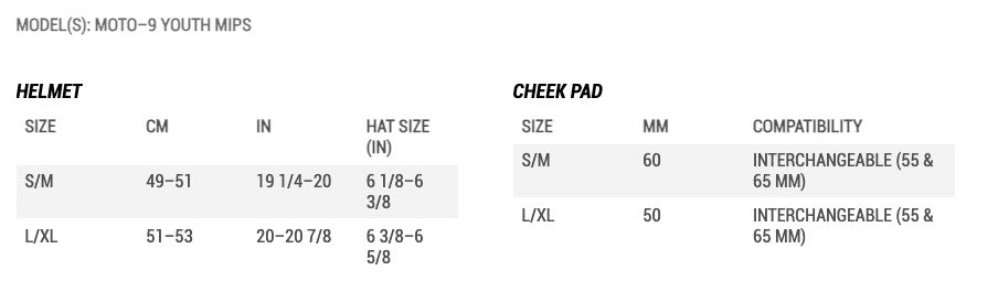 Bell youth helmets size guide