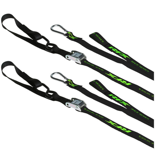 RFX Race Series 1.0 Tie Downs (With Extra Loop And Carabiner Clip) Black/Hi-Viz (Limited Edition)