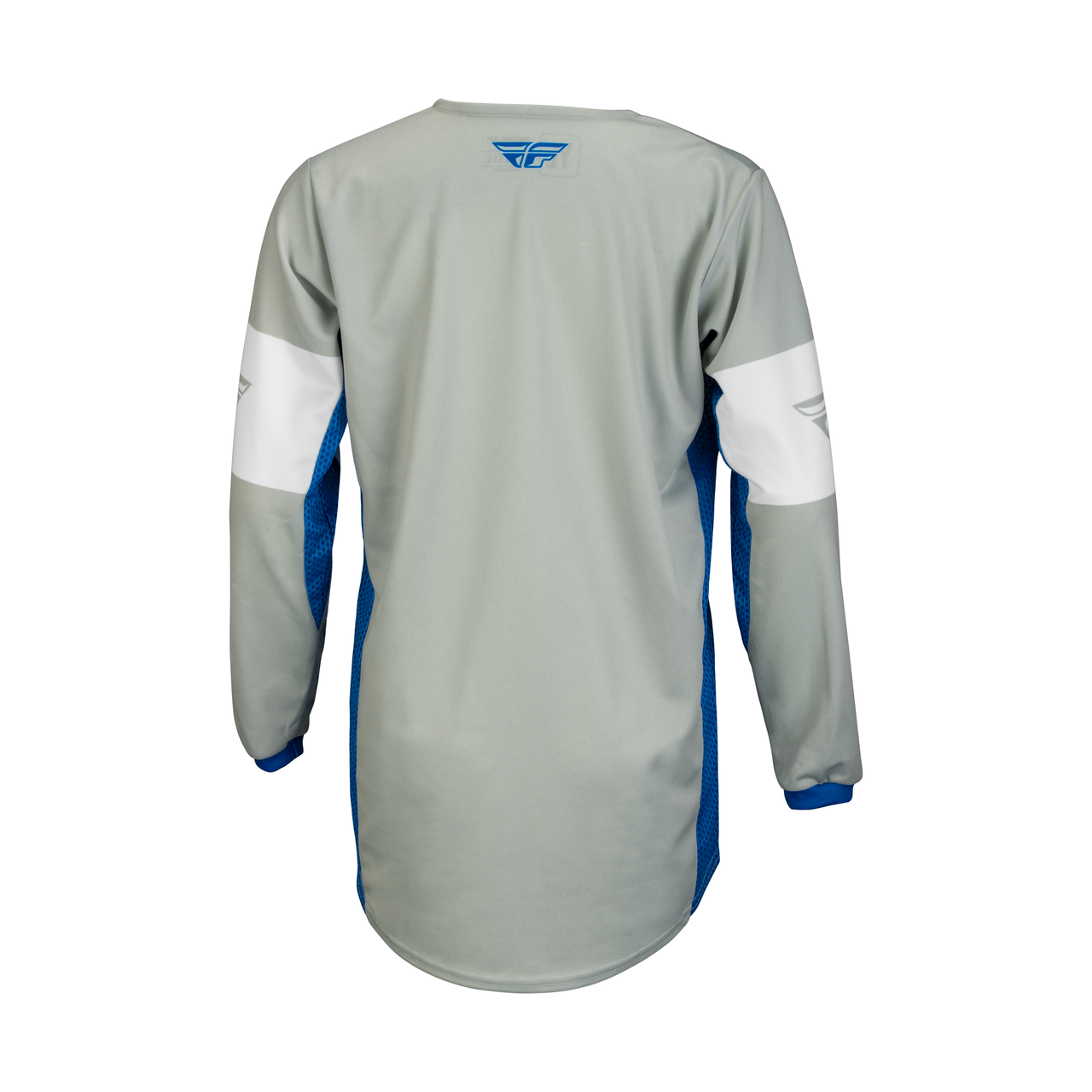 2023 Fly Racing Kinetic Khaos Youth Jersey (Grey/Blue/White, UK Size:S)