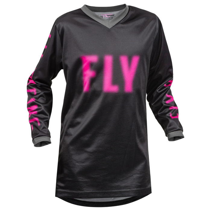 2023 Fly Racing F-16 Youth Motocross Jersey (Black/Pink, UK Size:L)