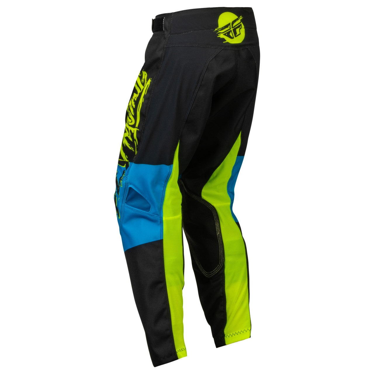 2023 Fly Racing Kinetic Khaos Youth Motocross Pants (Hi-Viz/Black/Cyan, UK Size:24)