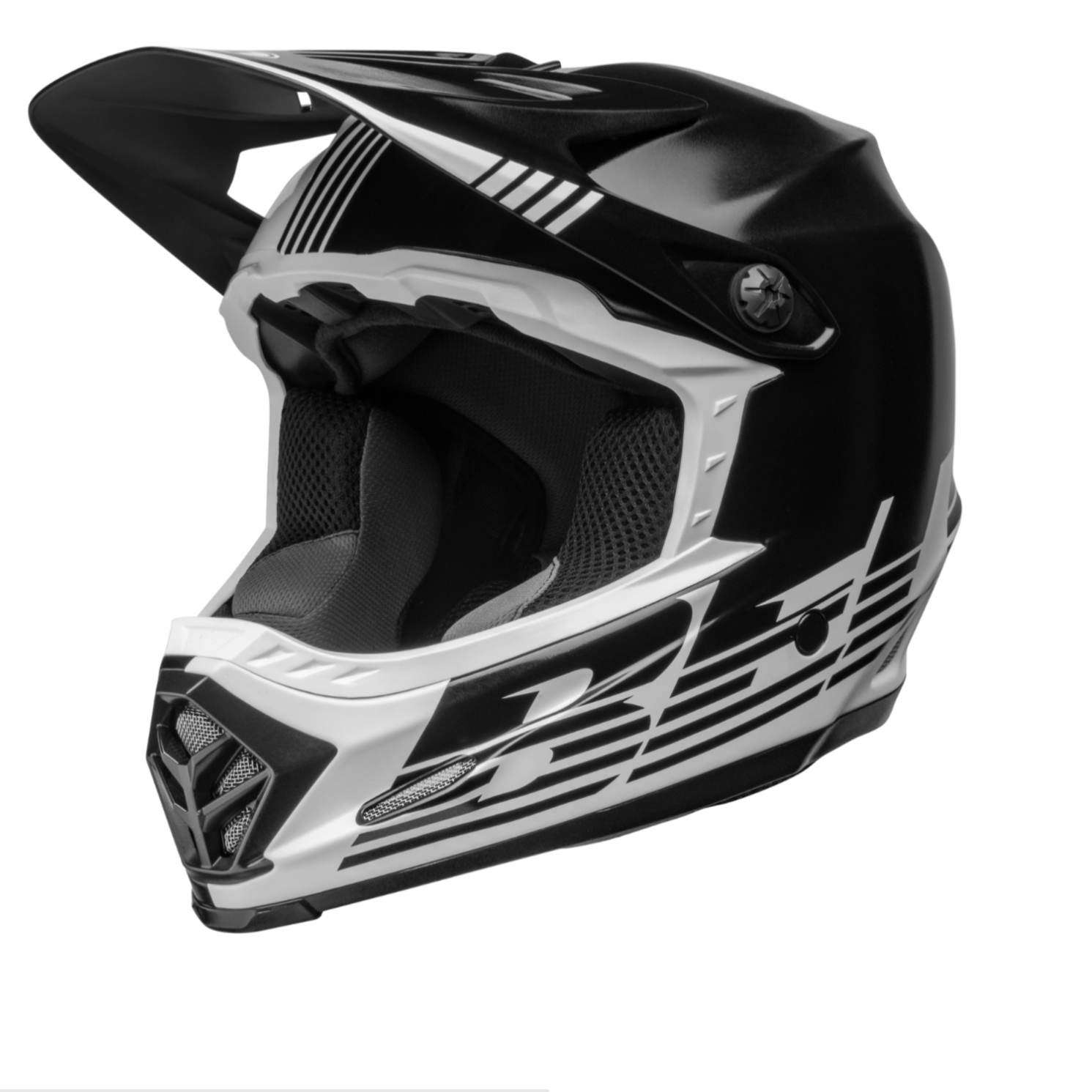 Bell MX Moto-9 Mips Youth Helmet Louvre (Black/White | Size: Small/Medium)