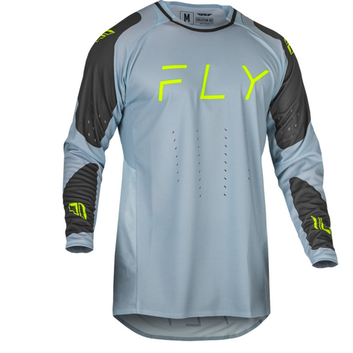 Fly 2024 Evolution DST Motocross Jersey (Ice Grey/Charcoal/ Neon Green | Size Medium) Front