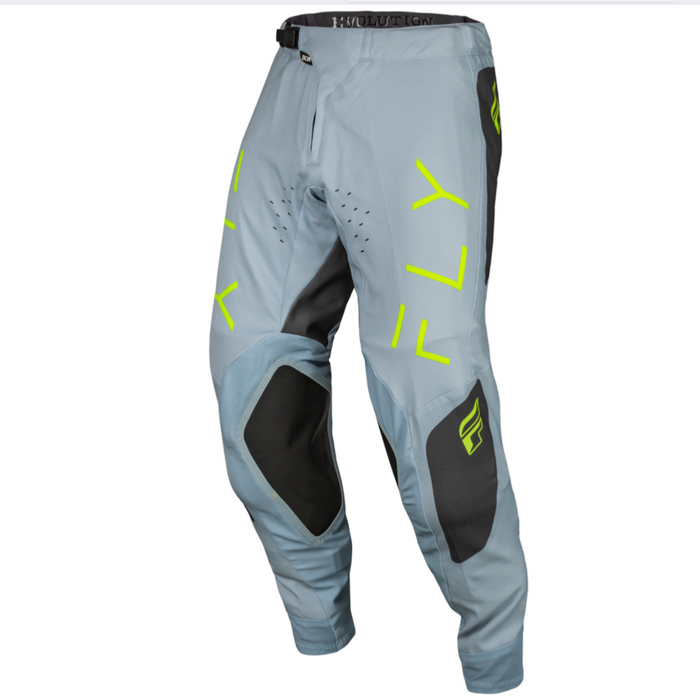 Fly 2024 Evolution DST Motocross Pants (Ice Grey / Charcoal / Neon Green || Size 32) Front Left