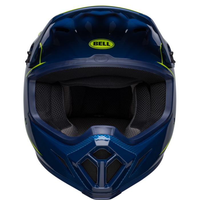 Bell MX 2023 MX-9 Mips Motocross Adult Helmet (Zone Gloss Navy / Retina | Size Small) Front