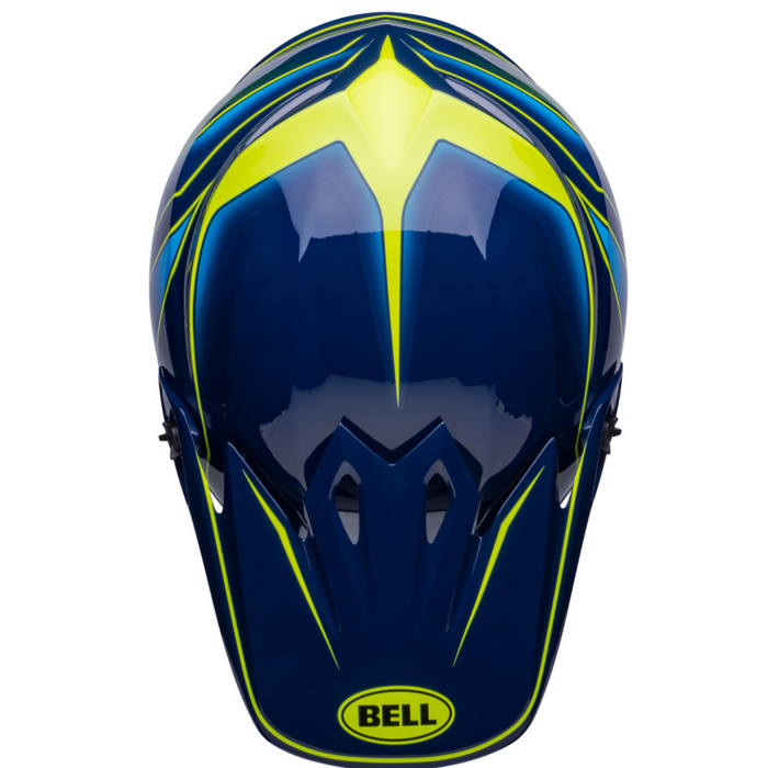 Bell MX 2023 MX-9 Mips Motocross Adult Helmet (Zone Gloss Navy / Retina | Size Small) Top