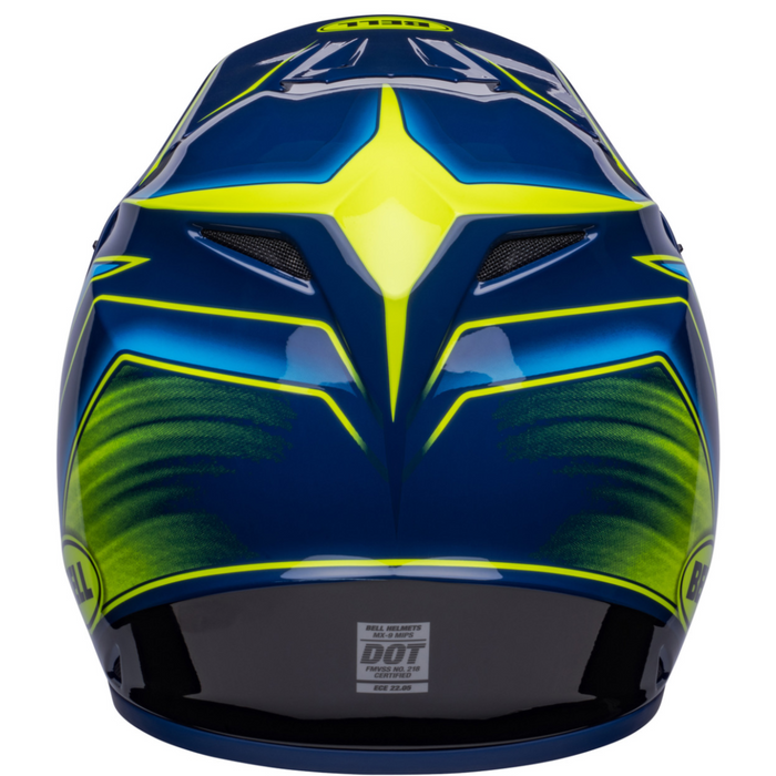 Bell MX 2023 MX-9 Mips Motocross Adult Helmet (Zone Gloss Navy / Retina | Size Small) Back