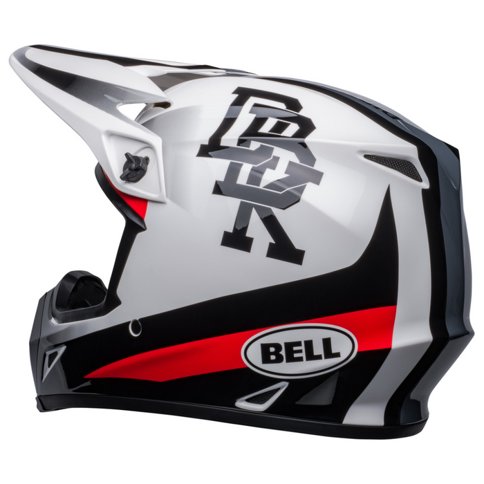 Bell MX 2023 MX-9 Mips Adult Motocross Helmet (Twitch DBK White / Black | Size: Large) Back Left