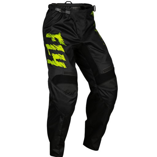 Fly 2024 Youth F-16 Pants (Black / Neon Green / Light Grey | Size 24) Front Right