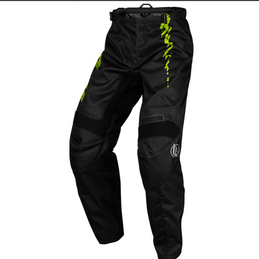 Fly 2024 Youth F-16 Pants (Black / Neon Green / Light Grey | Size 24) Front Left