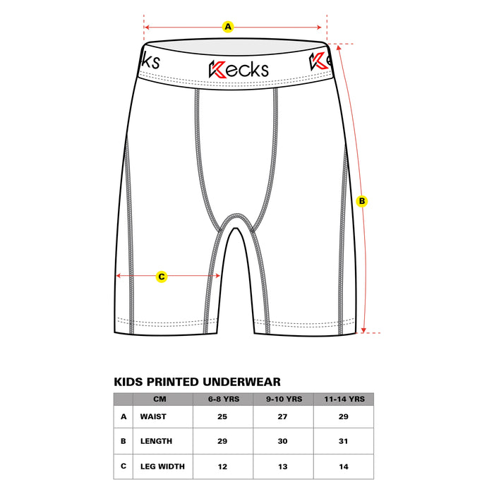 Kids Pale Pantha Underwear Chart