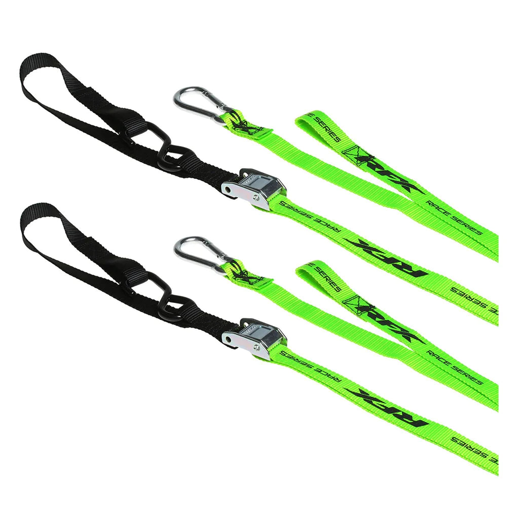 RFX Race Series 1.0 Tie Downs (With Extra Loop And Carabiner Clip) Black/Hi-Viz
