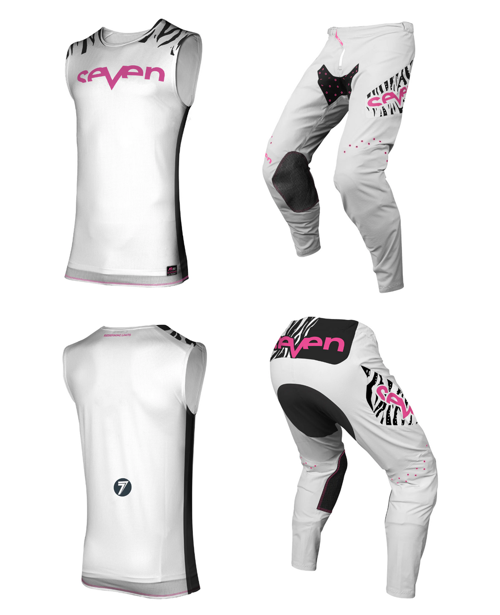 Seven MX S2BRA Motocross Kit (White, Over-Jersey: L | Pants: 34)