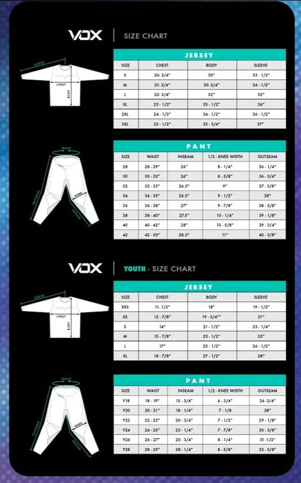 Seven MX Vox size guide