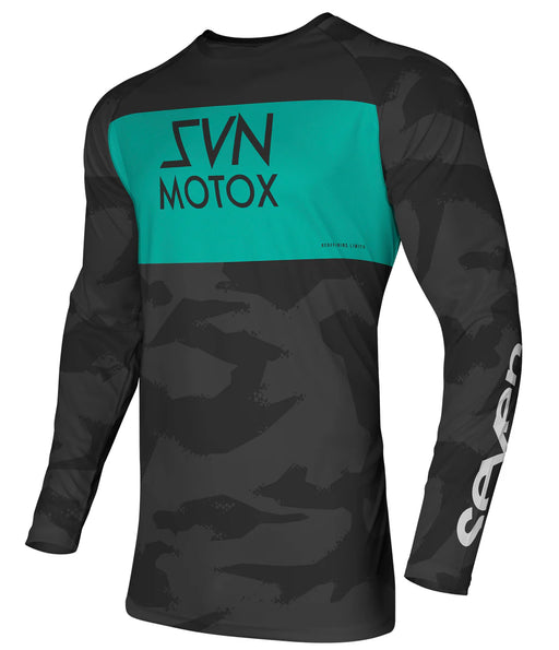 Seven MX Vox Pursuit Motocross Jersey - Charcoal/Green (Size: Large)