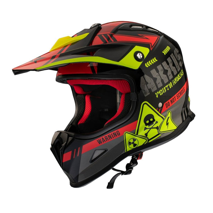 Axxis Wolverine B5 Gloss Red MX Kids Y-S Helmet (Size: 47 - 48 cm)