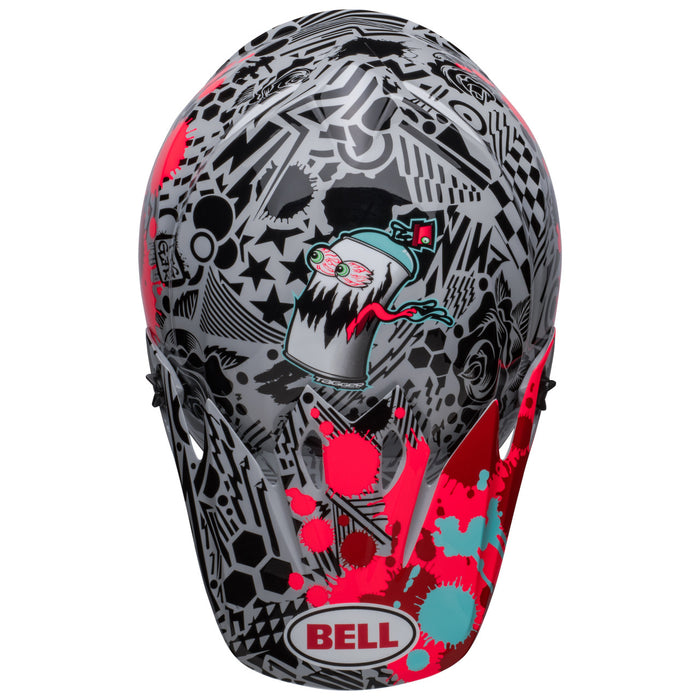 top of Bell MX-9 Motocross Helmet (Tagger Designs Splatter Red/Grey)