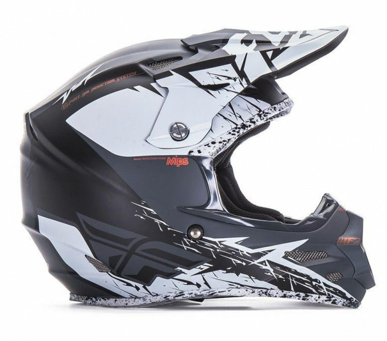 Fly Racing F2 Carbon Motocross Helmet (Matt Grey/Black/White)