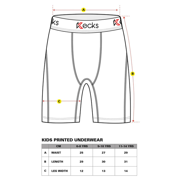 Cyan Plaid Boys Underwear Chart