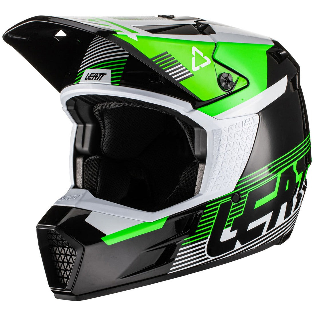 Leatt 3.5 Youth Motocross Helmet (Black/White/Green, UK Size: YM 51-52cm)