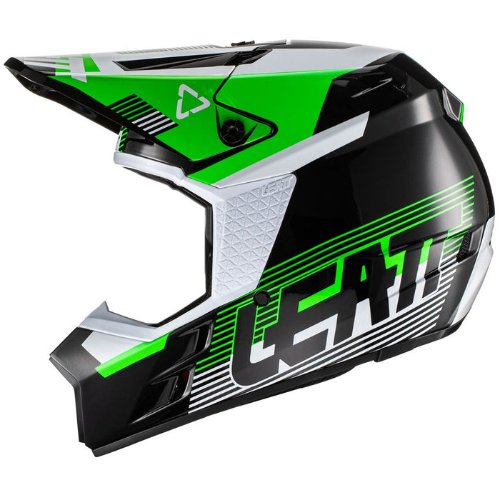 Leatt 3.5 Motocross Helmet (Black/White/Green, UK Size: YM 51-52cm)