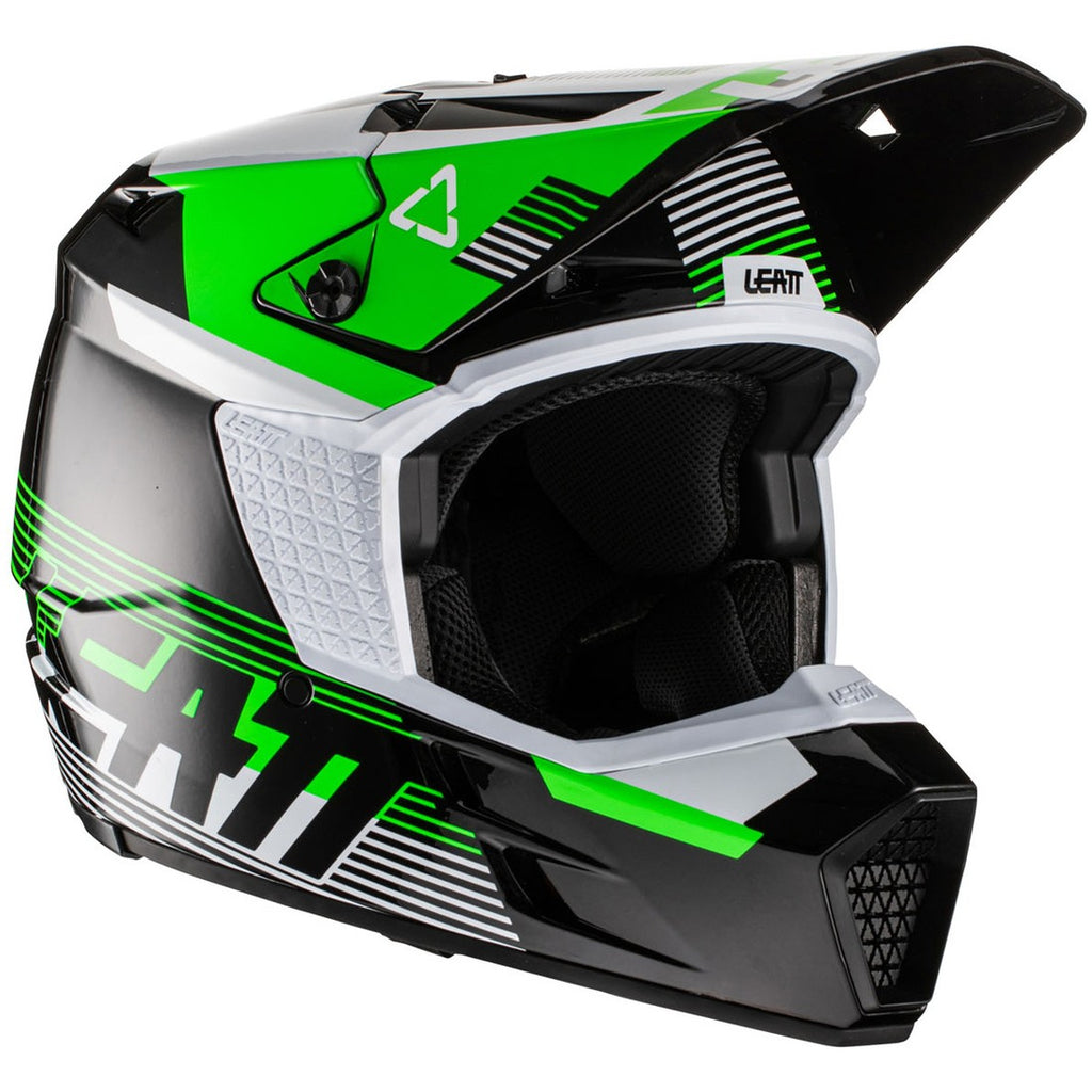 Leatt 3.5 Youth Motocross Helmet (Black/White/Green, UK Size: YM 51-52cm)