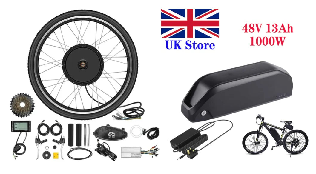 eBike Conversion Kit: 1000W Rear Wheel with 48V 13Ah Battery