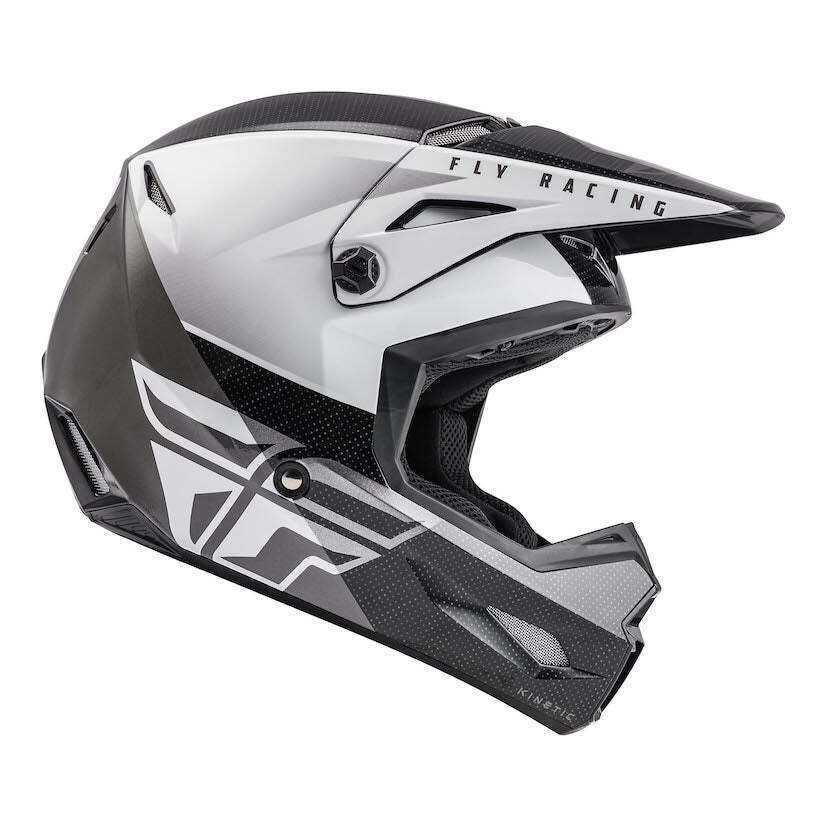 Fly Racing Kinetic Straight Edge MX Helmet (Black/White, UK Sizes: YS, YM)
