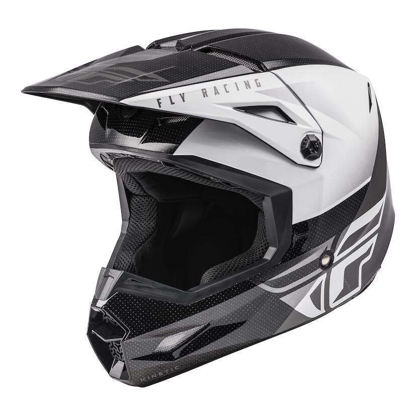 Fly Racing Kinetic Straight Edge MX Helmet (Black/White, UK Sizes: YS, YM)