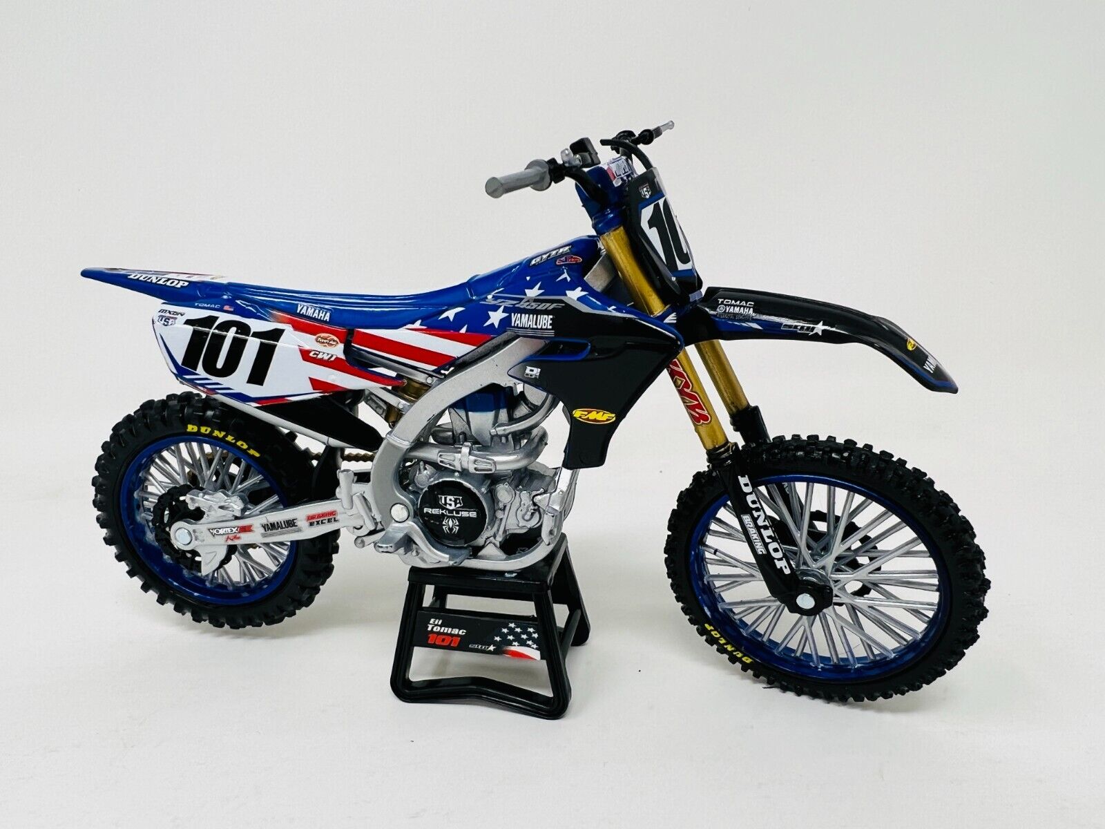 1:12 Eli Tomac Motocross Of Nations #101 Yamaha YFZ 450 Blue Moto X Dye-Cast Toy Model