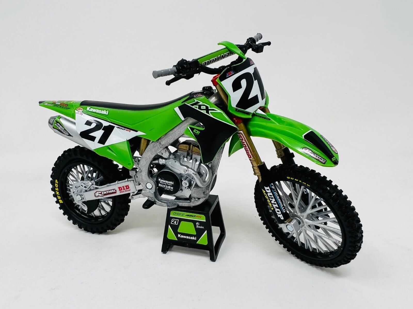 1:12 Jason Anderson Factory Kawasaki KX450 MX Dye-Cast Toy Model