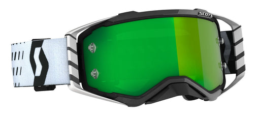 Scott prospect Motocross Goggles (Black/White/Green Chrome Lens)