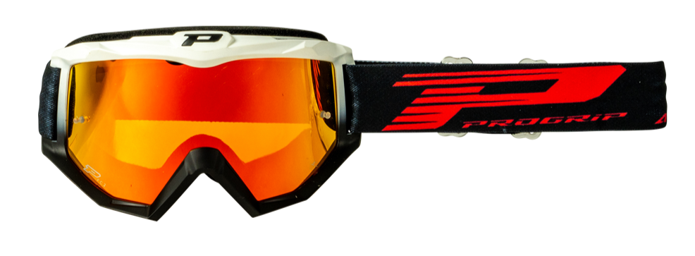 progrip motocross goggles black/red/orange chrome lens
