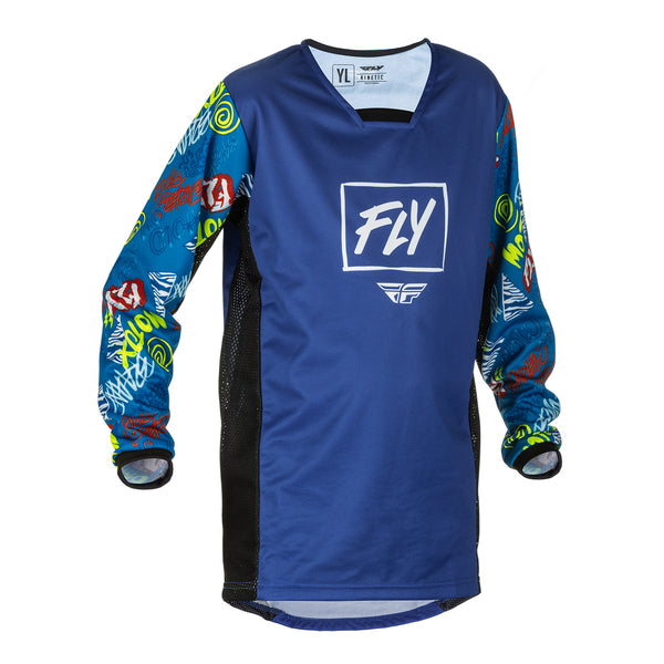 Fly Racing 2022 Kinetic Rebel Youth Motorcross Jersey (Blue/Light Blue)