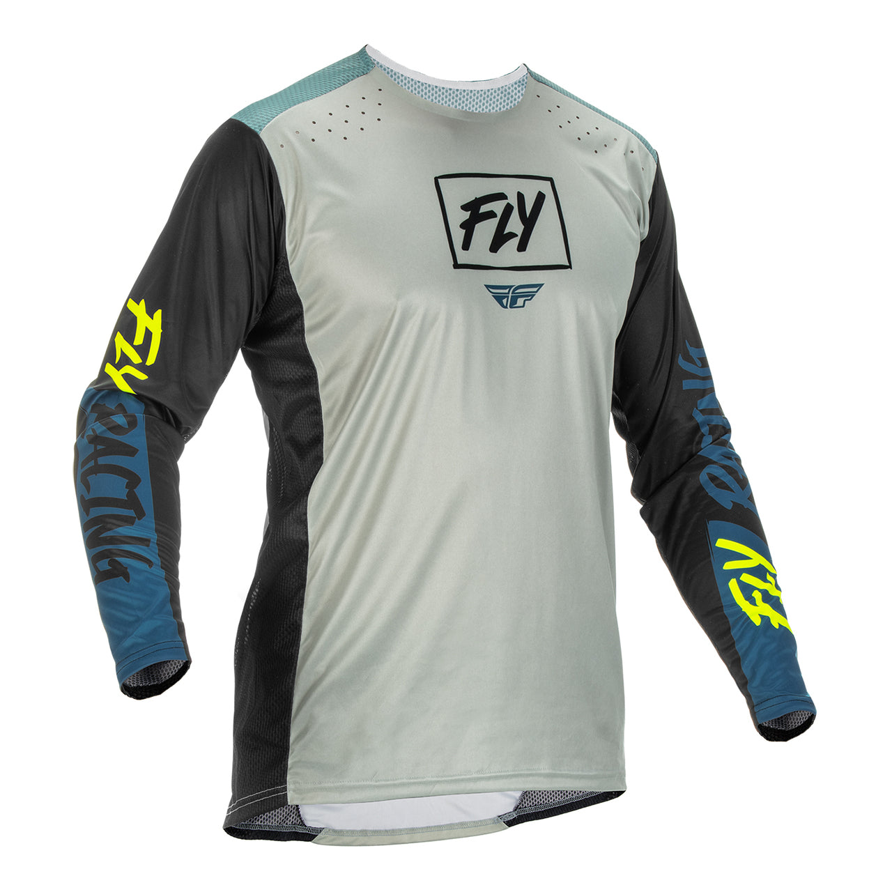 Fly Racing 2022 Lite Adult Motocross Jersey (Grey/Teal/Hi-Vis) front