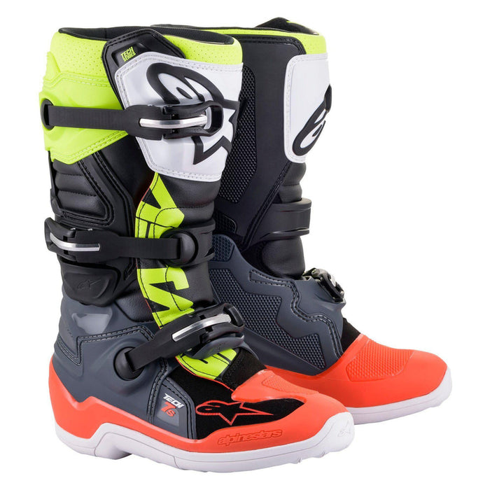 Alpinestars Tech 7S Youth Motocross Boots (Grey/Red/Yellow) UK