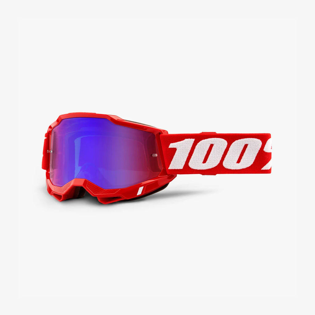 100% ACCURI 2 MX Goggles (Neon/Red - Mirror Red/Blue Lens)