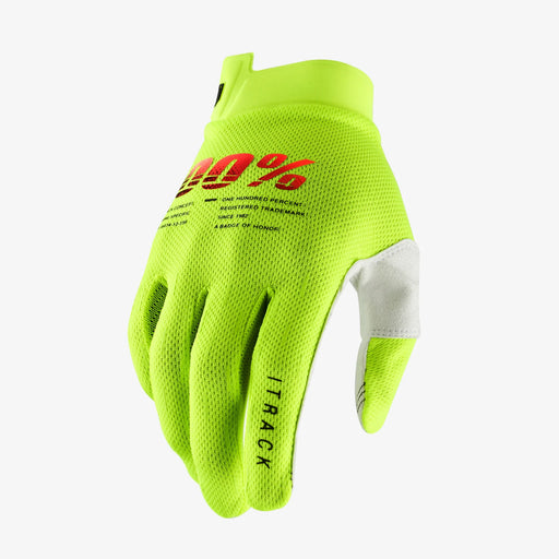 100% iTrack Youth MX Gloves (Fluorescent Yellow)