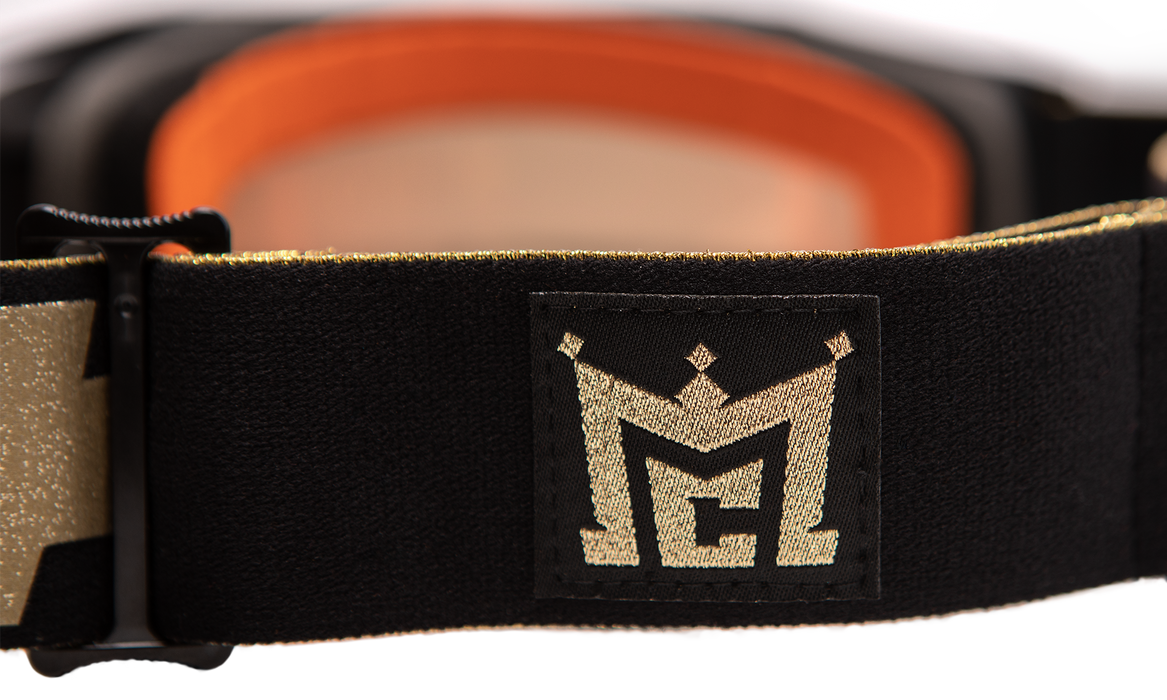 Spy Optic Jeremy McGrath Foundation MX Goggles (Black/Bronze HD/Gold) strap logo