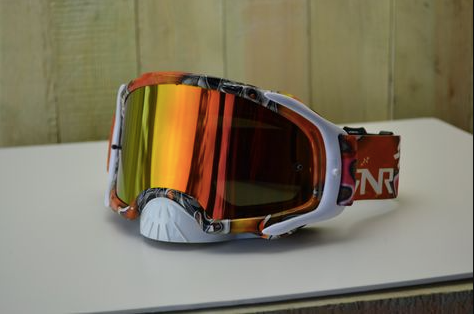Platinum Mirrored Red Tattoo Motocross Goggles by Rip n Roll