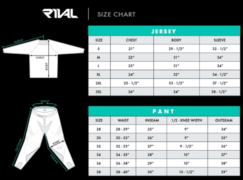 Seven MX Rival Size Chart